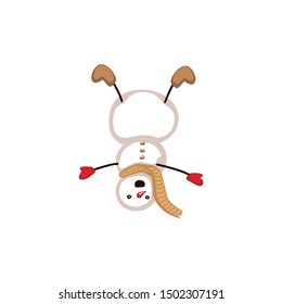 upside down. winter holidays snowman isolated on white