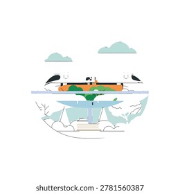 upside down world illustration