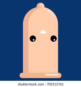 Upside-down face condom emoji vector illustration. Flat style design. Colorful graphics