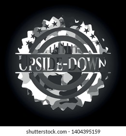 Upside-down grey camouflage emblem. Vector Illustration.