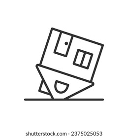 Upside-down house, linear icon. Line with editable stroke