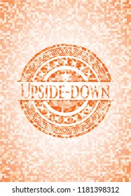 Upside-down orange mosaic emblem