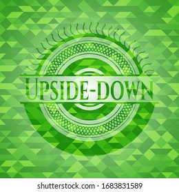 Upside-down realistic green mosaic emblem. Vector Illustration. Detailed.