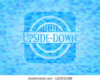 Upside-down realistic sky blue mosaic emblem