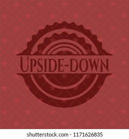 Upside-down retro red emblem