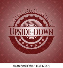 Upside-down retro style red emblem