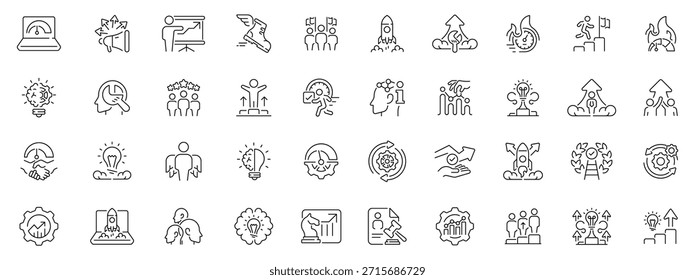 Upskill icons set. editable line icons for learning and development projects