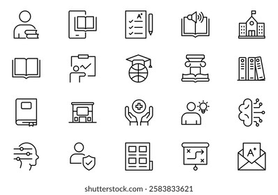 Upskill Outline icons set, upskilling, personal growth, development, education, career. Outline icon collection.