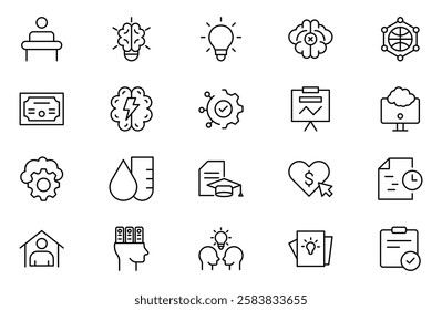 Upskill Outline icons set, upskilling, personal growth, development, education, career. Outline icon collection.