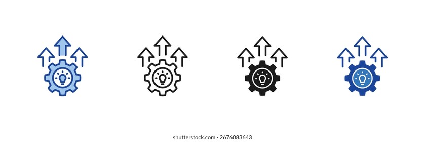 Conjunto de iconos de Upskilling que contiene iconos vectoriales de línea, azul y estilo de glifo