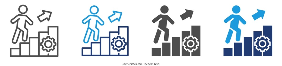Upskilling-Symbolsatz mit mehreren Stilen