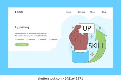 Upskilling web or landing. Hands-on enhancement of abilities and expertise. Strategic skill development for professional maximization. Flat vector illustration.