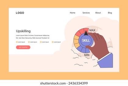 Upskilling web or landing. Hands-on enhancement of abilities and expertise. Strategic skill development for professional maximization. Flat vector illustration.