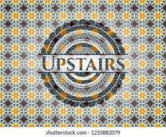 Upstairs arabesque emblem background. arabic decoration.