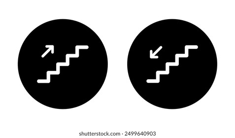 Upstairs and downstairs icon on black circle. Stairs, ladder sign symbol