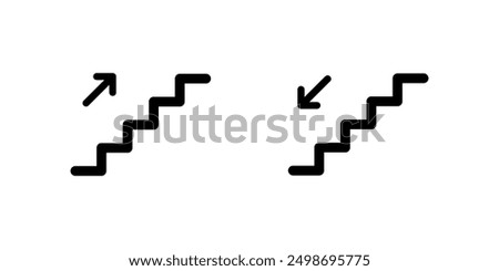 Upstairs and downstairs icon in rounded corner. Stairs, ladder sign symbol