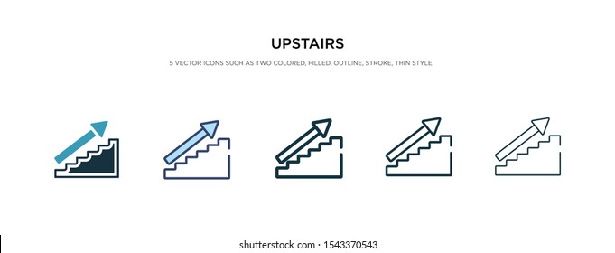 upstairs icon in different style vector illustration. two colored and black upstairs vector icons designed in filled, outline, line and stroke style can be used for web, mobile, ui