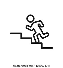 Upstairs icon sign. Career Symbol. Stair up Icon. Public Navigation symbol for info graphics, websites and print media. Line style image. Editable stroke. Vector illustration.