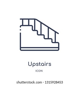 upstairs icon from signs outline collection. Thin line upstairs icon isolated on white background.