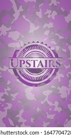 Upstairs pink and purple on camouflaged texture. Vector Illustration. Detailed.