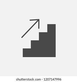 Upstairs vector icon with arrow pointing upwards