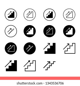 Upstairs vector icon set, growth symbol. Simple, flat design for web or mobile app