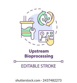 Upstream bioprocessing multi color concept icon. Selective breeding, bioprocess development. Agricultural conditions. Round shape line illustration. Abstract idea. Graphic design. Easy to use