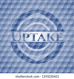 Uptake blue polygonal badge.