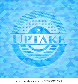 Uptake sky blue emblem. Mosaic background