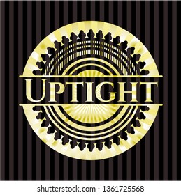 Uptight gold emblem or badge