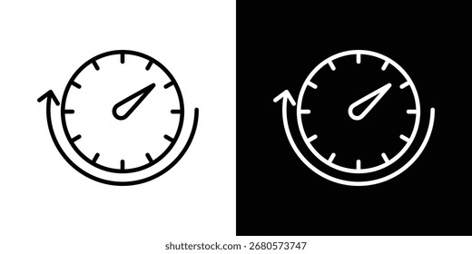 Icono de tiempo de actividad e inactividad. Línea delgada simple, Vectores de contorno