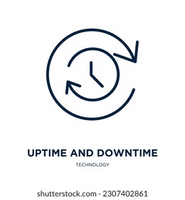 uptime and downtime icon from technology collection. Thin linear uptime and downtime, download, uptime outline icon isolated on white background. Line vector uptime and downtime sign, symbol for web 