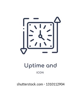 uptime and downtime icon from technology outline collection. Thin line uptime and downtime icon isolated on white background.