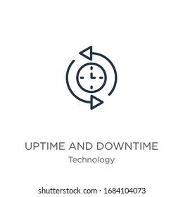 Uptime and downtime icon. Thin linear uptime and downtime outline icon isolated on white background from technology collection. Line vector sign, symbol for web and mobile