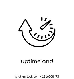 Uptime and downtime icon. Trendy modern flat linear vector Uptime and downtime icon on white background from thin line Technology collection, editable outline stroke vector illustration