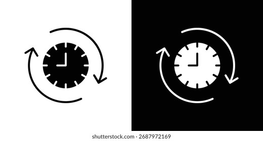 Ícone de tempo de atividade e tempo de inatividade, Gráficos vetoriais em estilo preenchido