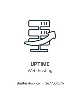 Uptime outline vector icon. Thin line black uptime icon, flat vector simple element illustration from editable web hosting concept isolated stroke on white background
