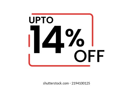 upto 14 percent discount vector, 14 percent off vector typography, 14 percent discount