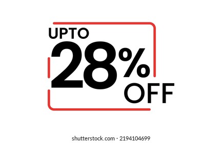 upto 28 percent discount vector, 28 percent off vector typography, 28 percent discount