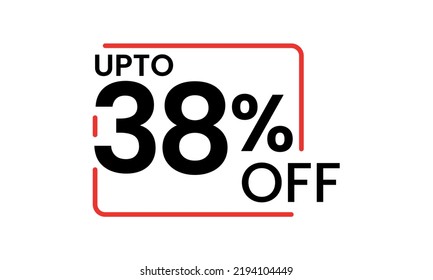 upto 38 percent discount vector, 38 percent off vector typography, 38 percent discount