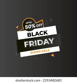 UPTO 50% OFF Black Friday Super Sale vector Illustration for Big, Hot deals, Super, Friday Sale, Mega Sale, Business shopping online 