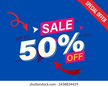 Upto 50 percent off. Vector image. Percent off. 50% off