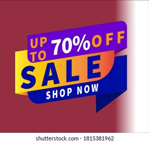 Hasta un 70% de descuento, oferta de descuento, adición de banner, oferta especial añadir, comprar ahora. Cartel de la oferta del festival