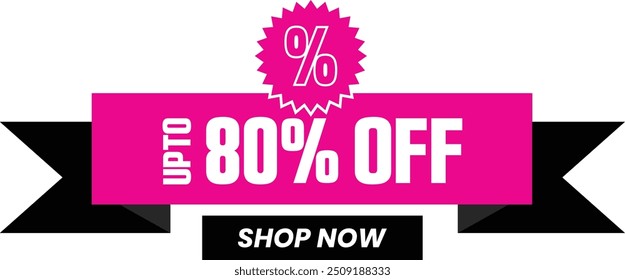 Upto 80 Percent Off Promotional Ecommerce Offer Design Marketing Symbol