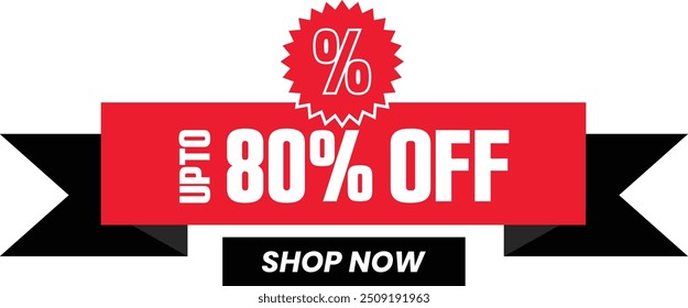 Upto 80 Percent Off Promotional Ecommerce Offer Design Marketing Symbol