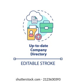 Up-to-date Company Directory Concept Icon. Access To Employees. Benefits Of UCaaS Abstract Idea Thin Line Illustration. Isolated Outline Drawing. Editable Stroke. Arial, Myriad Pro-Bold Fonts Used