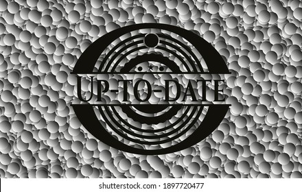 Icono o emblema oscuro actualizado con fondo de burbujas. Ilustración vectorial. Detallado. 