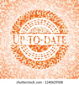 Up-to-date orange mosaic emblem with background