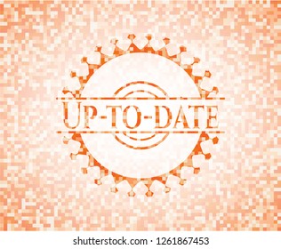 Up-to-date orange mosaic emblem with background