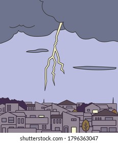 Uptown in the evening struck by lightning.